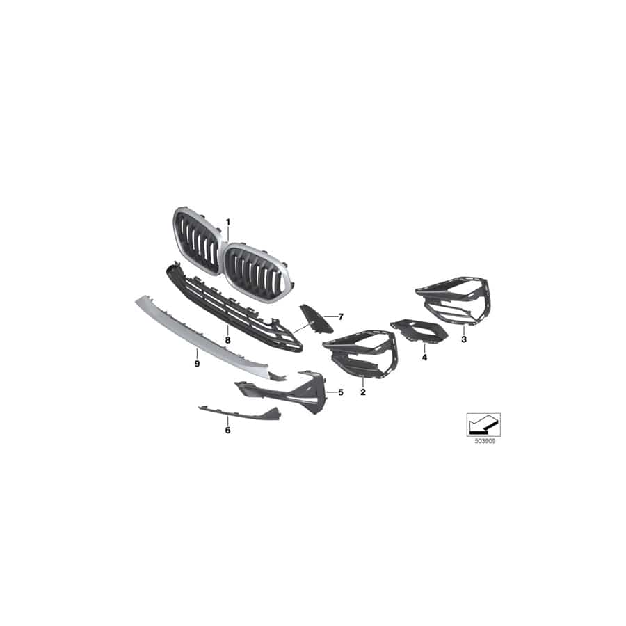 Genuine BMW 51138493450 F48 Grill Front BASIS (Inc. X1 18d, X1 25dX & X1 28i) | Duco Car Parts UK Car Parts