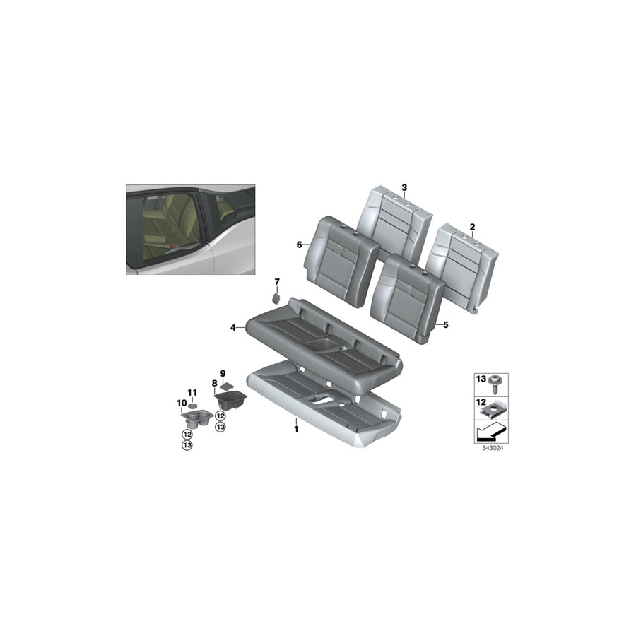 Genuine BMW 52207362920 I01 I01 Cover Backrest Leather Right DALBERGIABRAUN (Inc. i3 60Ah, i3 94Ah Rex & i3 94Ah) | Duco Car Parts UK