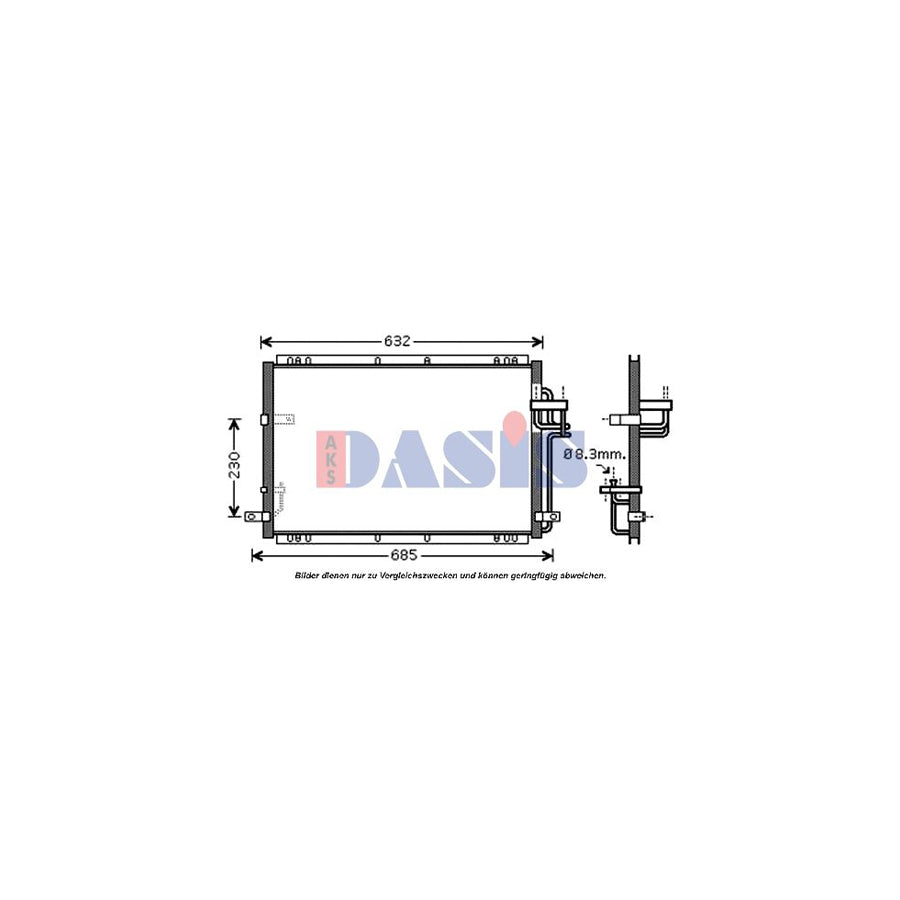 AKS Dasis 512039N Air Conditioning Condenser For Kia Carens II (Fj) | Duco Car Parts UK