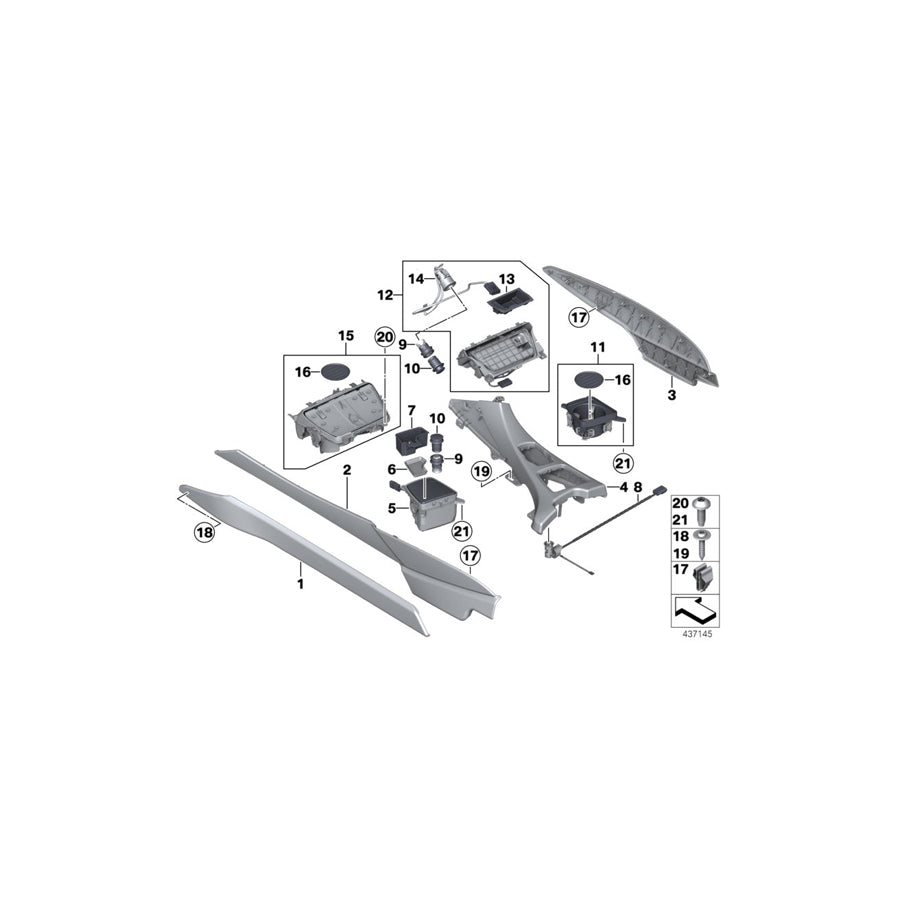 Genuine BMW 51169241732 Trim Cover, Center Console, Right ZIMTBRAUN (Inc. 650iX, 640d & Alpina B6) | Duco Car Parts UK