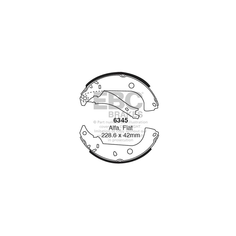 EBC 6345 Alfa Romeo Fiat Rear Brake Shoes (Inc. 145, 146, Marea Weekend) 1 | Duco Car Parts UK Car Parts