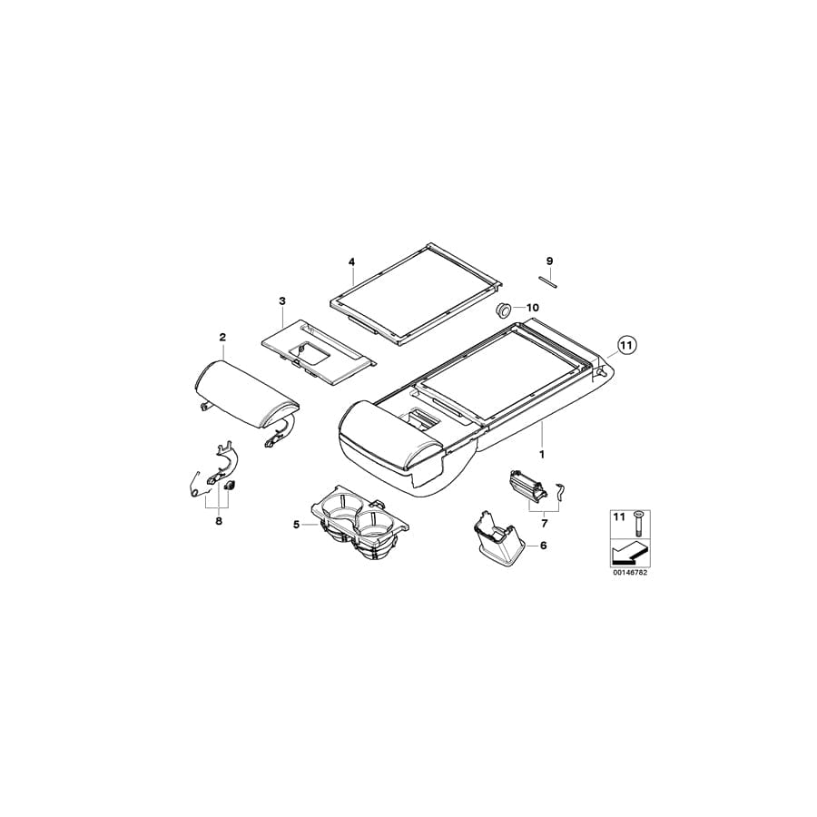 Genuine BMW 52207135894 E61 E60 Cover, Through-Load.Syst Armrest Leather BEIGE (Inc. 528xi, 530d & 525i) | Duco Car Parts UK Car Parts