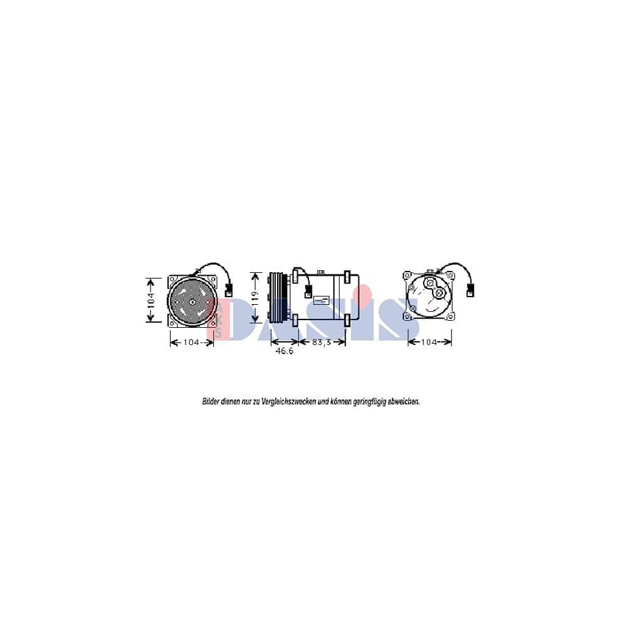 AKS Dasis 851368N Compressor, Air Conditioning For Citroën Xsara Picasso (N68) | Duco Car Parts UK