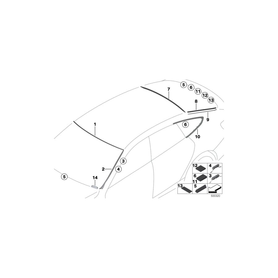 Genuine BMW 51377394885 F34 F34 Finisher, Side Window, Rear Left ALU (Inc. 335i, 320iX & 325d) | Duco Car Parts UK Car Parts