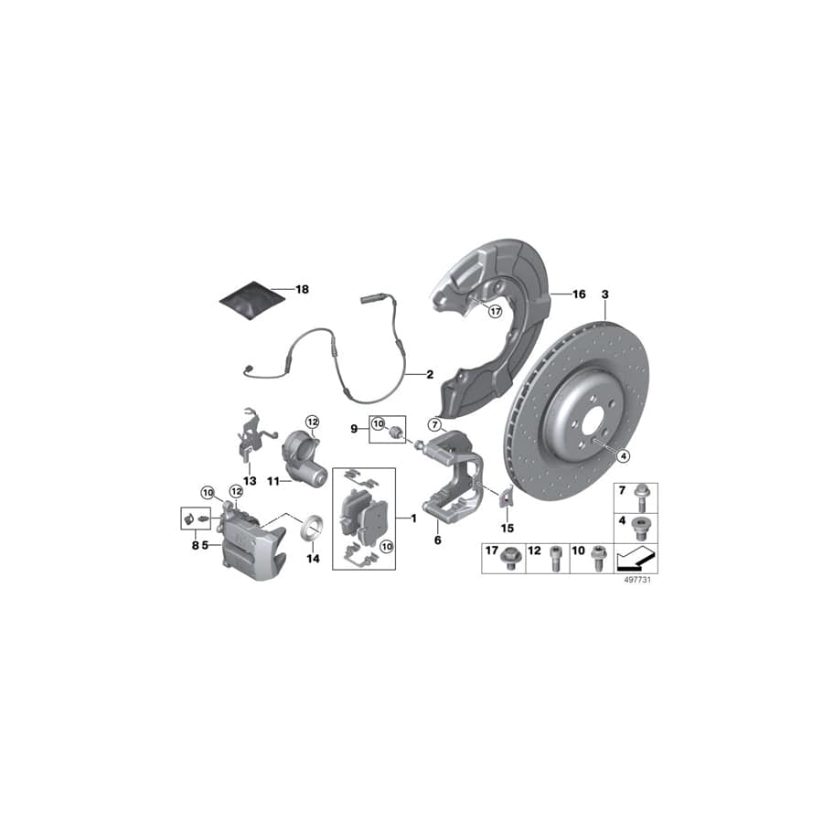 Genuine BMW 34206893580 G05 G06 Brake Caliper Housing, Red, Right 19"E M PERF. (Inc. X6 40iX, X5 M50dX & X5 40iX) | Duco Car Parts UK Car Parts
