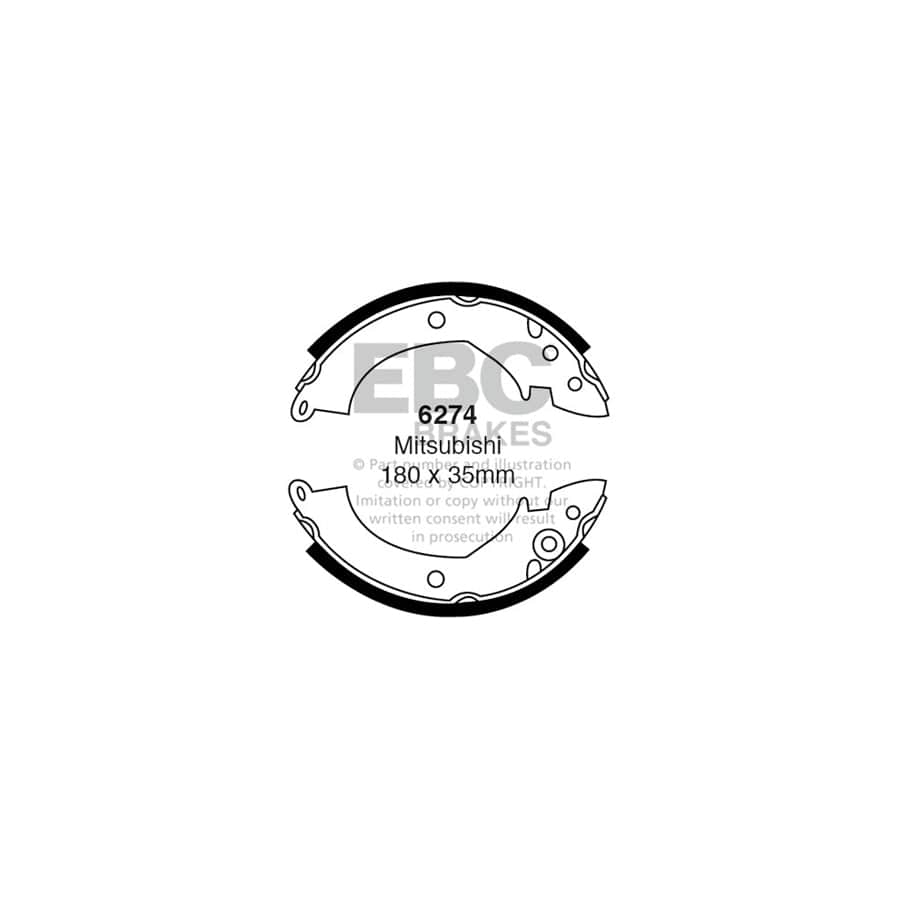 EBC 6274 Hyundai Mitsubishi Rear Brake Shoes (Inc. Pony, Colt, Mirage) 1 | Duco Car Parts UK Car Parts