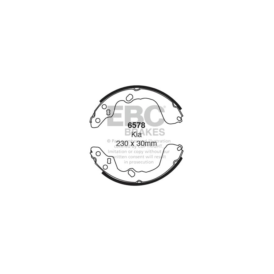 EBC 6578 Kia Rear Brake Shoes - Sumitomo Caliper (Inc. Carens & Clarus) 1 | Duco Car Parts UK Car Parts