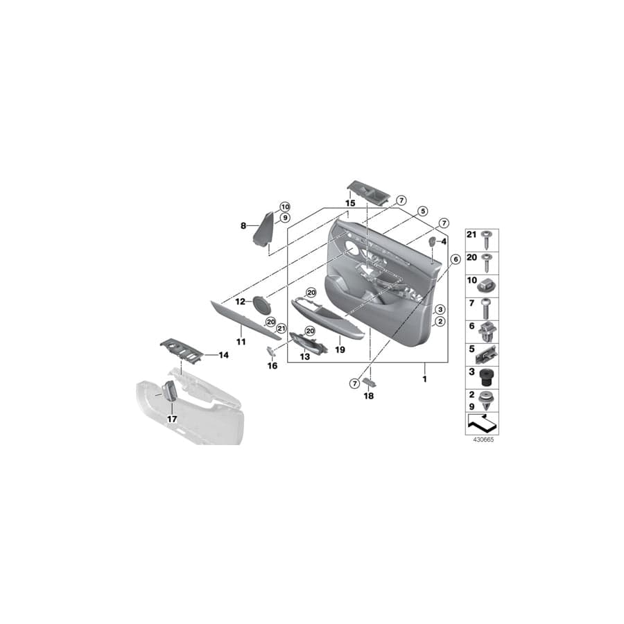 Genuine BMW 51417317505 F46 F45 Trim Cover, Door, Left OXIDSILBER (Inc. 220d, 225i & 218i) | Duco Car Parts UK Car Parts