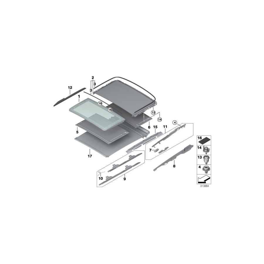 Genuine BMW 54107261732 Glass Cover, Front (Inc. 318dX, 328dX & 328iX) | Duco Car Parts UK