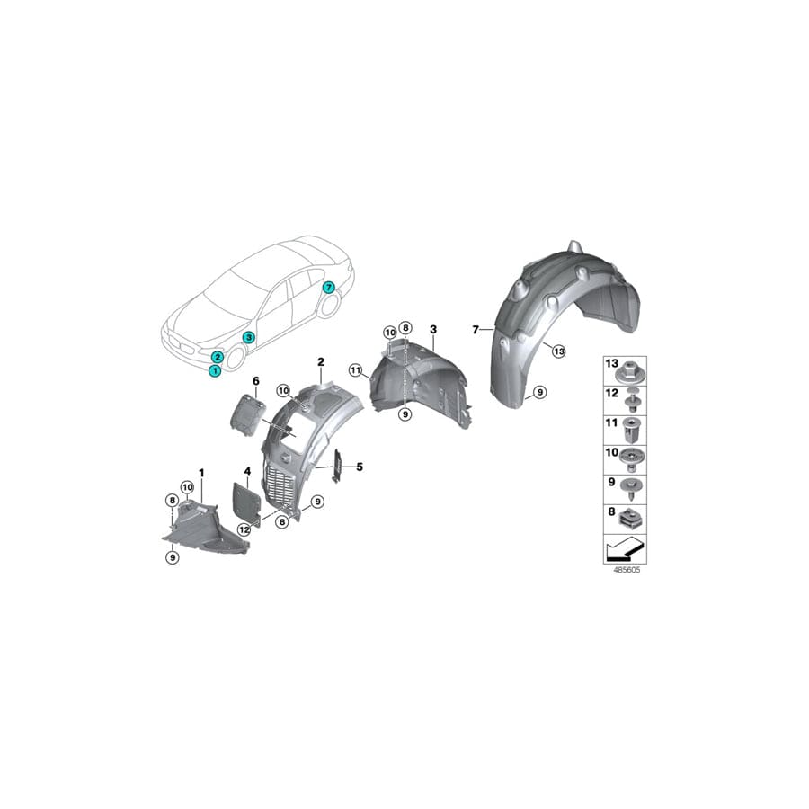 Genuine BMW 51717374736 G15 G14 G16 Cover, Wheelhousing, Fr. Sec., Front Rgt (Inc. M850iX, 840iX & 840dX) | Duco Car Parts UK Car Parts