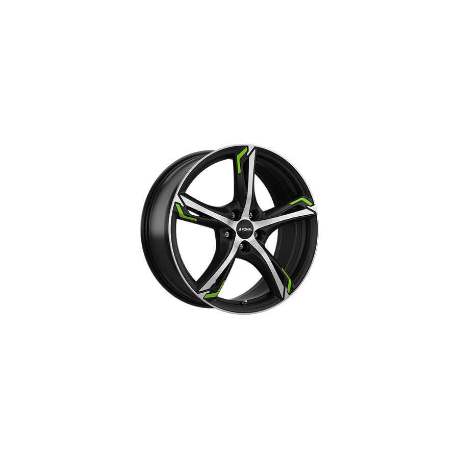 Ronal R62 Green 7.5x17 ET55 62R7755.251/GREEN Jetblack-Matt-Diamond Cut Green Wheel | Duco Car Parts UK Car Parts