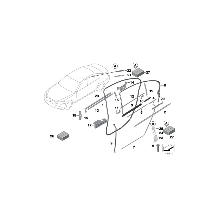 Genuine BMW 51357276232 F03 F03 Noise Insulator, Quarter Window, Inside (Inc. 750LiS & 760LiS) | Duco Car Parts UK