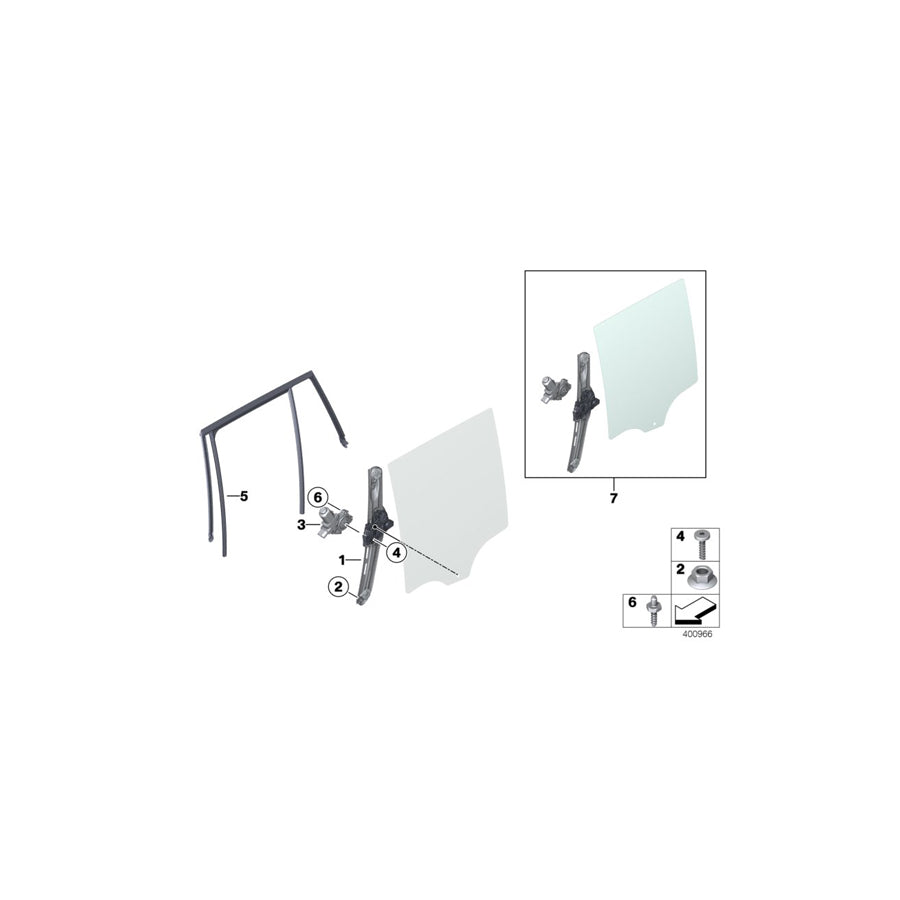 Genuine BMW 51357335602 F26 Window Lifter Without Motor, Rear Right (Inc. X4 20iX, X4 28iX & X4 35dX) | Duco Car Parts UK