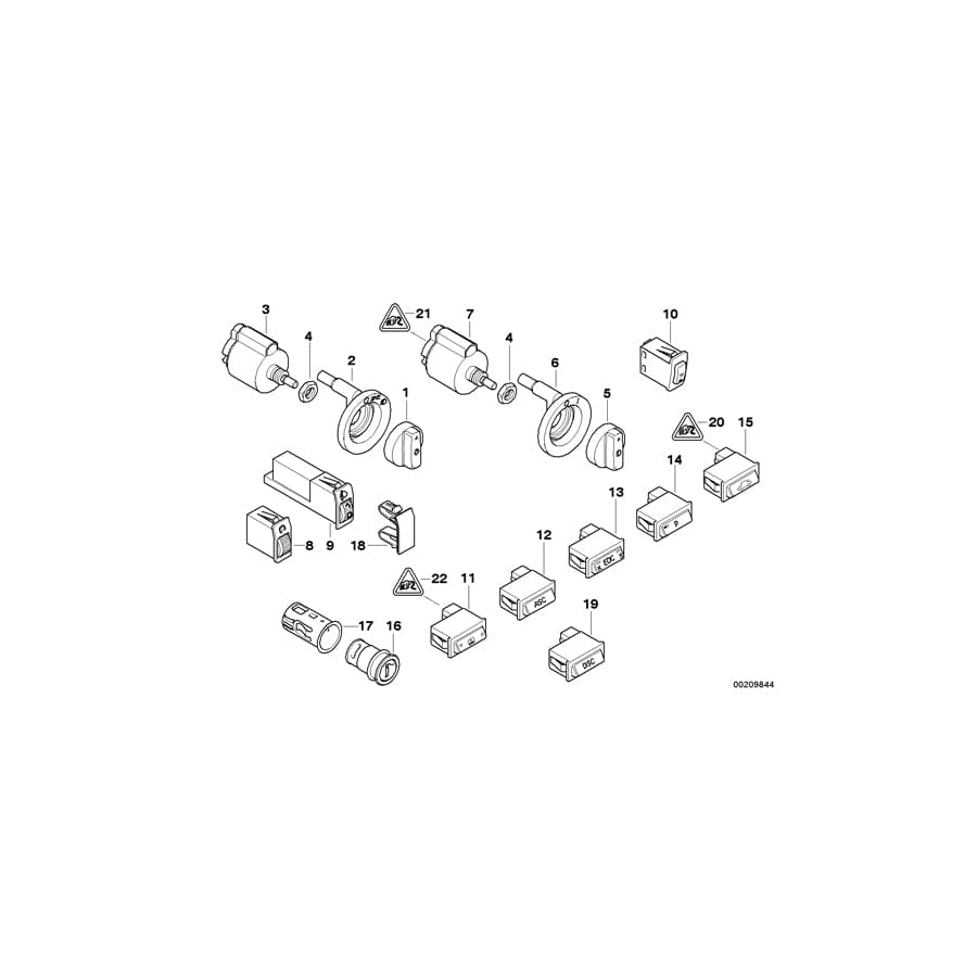 Genuine BMW 61318360843 E38 Switch Head Light Aim Control (Inc. 750i, 728i & 735i) | Duco Car Parts UK Car Parts
