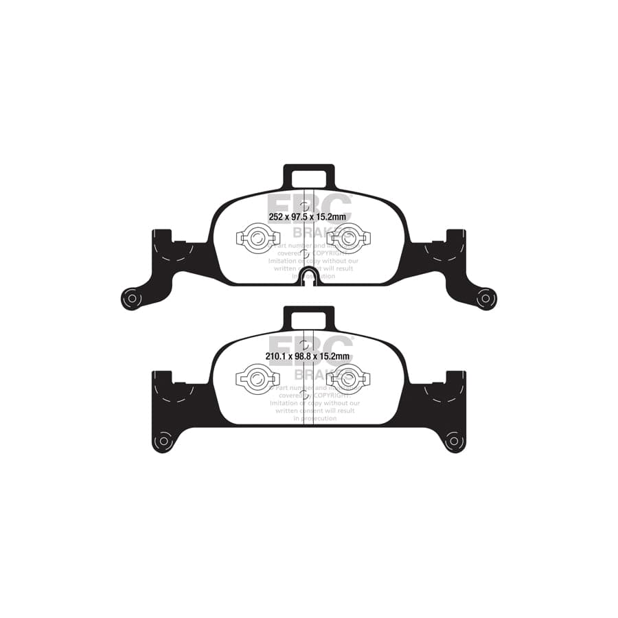 EBC PD02KF624 Audi B9 C8 Redstuff Front Brake Pad & Plain Disc Kit - TRW Caliper (Inc. A4, A5, A6, A7) 2 | Duco Car Parts UK Car Parts