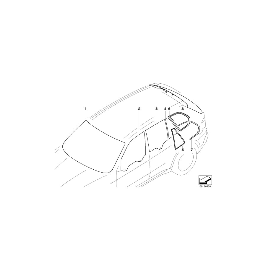 Genuine BMW 51377207873 E70 Green Side Window With Left Gasket (Inc. X5 3.5d, X5 35iX & X5 3.0si) | Duco Car Parts UK