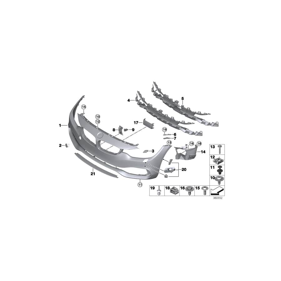 Genuine BMW 51117496127 F32 F33 F36 Trim Cover, Bumper, Primed, Front LINES (Inc. 440iX, 440i & 418d) | Duco Car Parts UK Car Parts