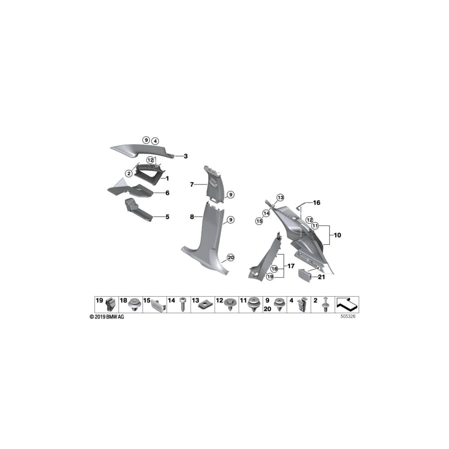 Genuine BMW 51437380236 F45 F45 Trim For C/D-Pillar, Right EVERESTGRAU (Inc. 220dX, 218dX & 218i) | Duco Car Parts UK Car Parts