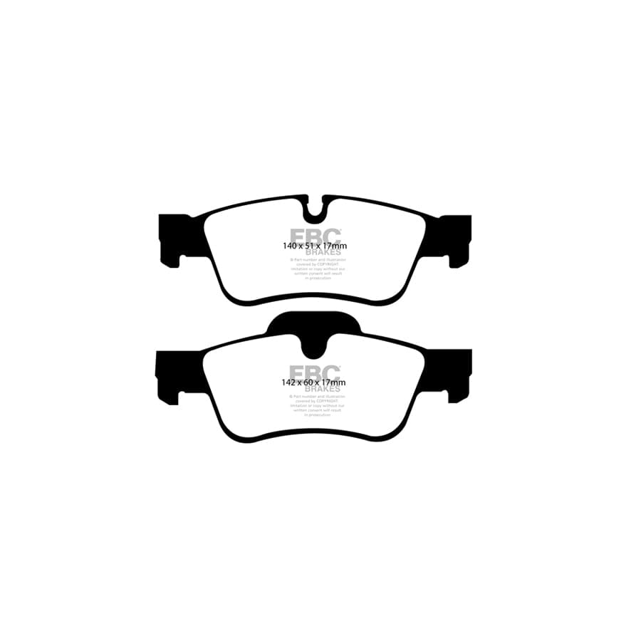 EBC PD01KR518 Mercedes-Benz W463 X/W164 Greenstuff Rear Brake Pad & Plain Disc Kit - ATE Caliper 2 | Duco Car Parts UK Car Parts