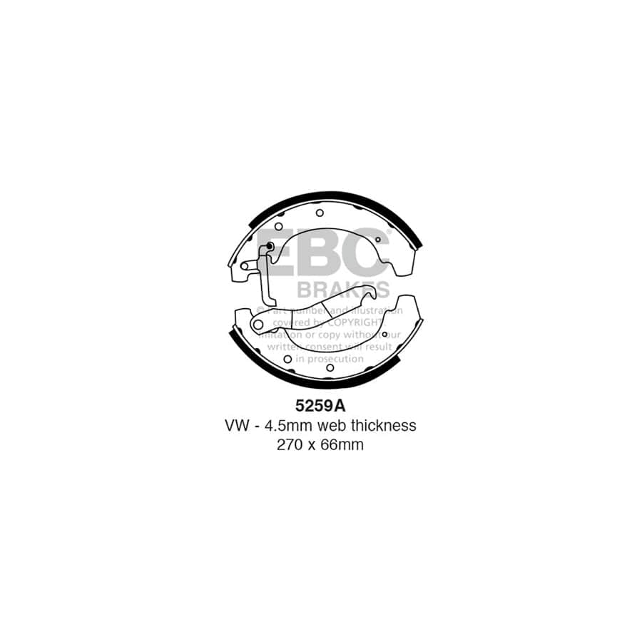 EBC 5259A VW Rear Brake Shoes (Inc. Caravelle & LT) 1 | Duco Car Parts UK Car Parts