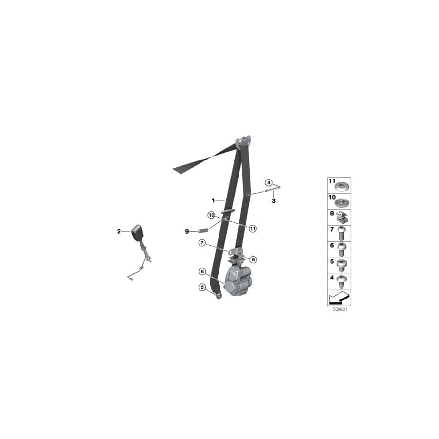 Genuine BMW 72117496303 G20 Upper Belt Strap Rema On Front Left SCHWARZ (Inc. 320dX, 320d & 330i) | Duco Car Parts UK Car Parts