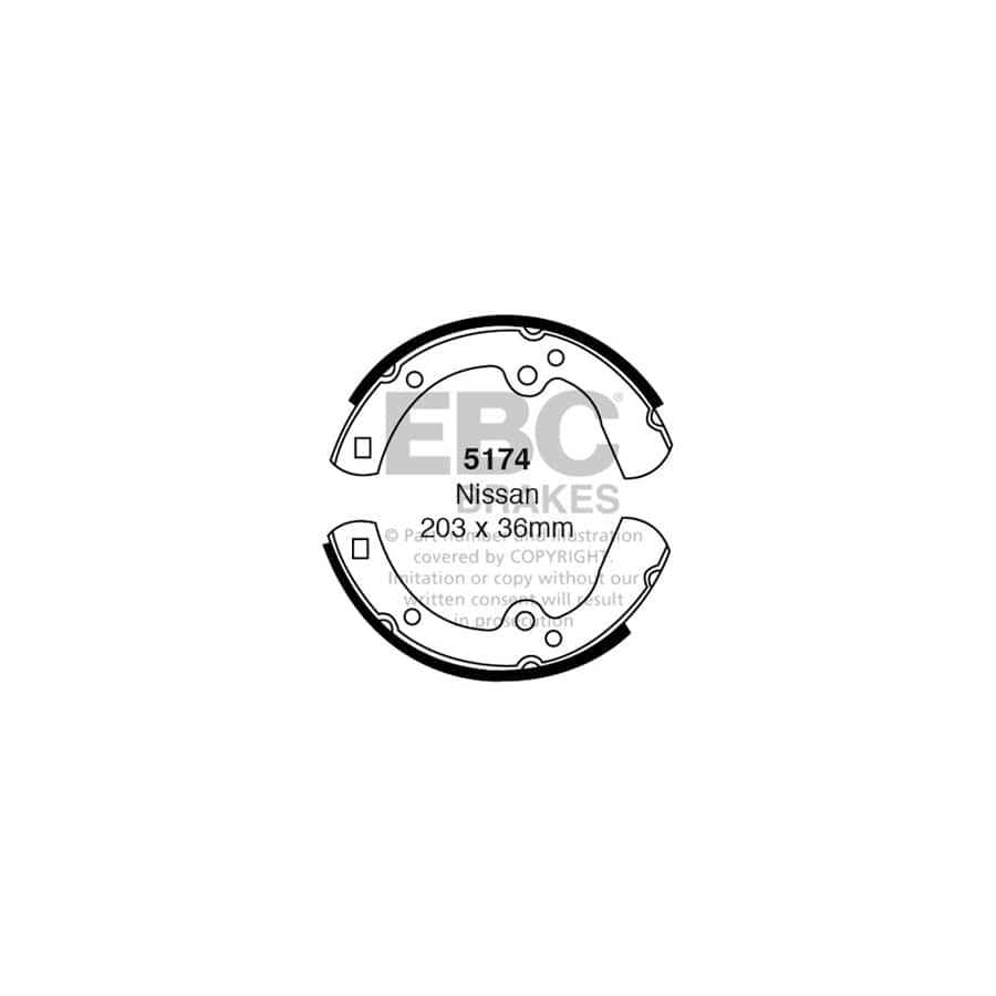 EBC 5174 Datsun Nissan Rear Brake Shoes (Inc. Sunny & 1000) 1 | Duco Car Parts UK Car Parts