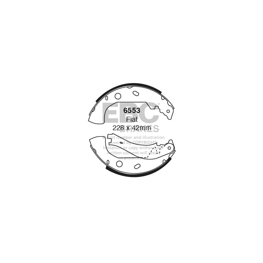 EBC 6553 Fiat Rear Brake Shoes (Inc. Marea Weekend, Multipla, Fiorino) 1 | Duco Car Parts UK Car Parts