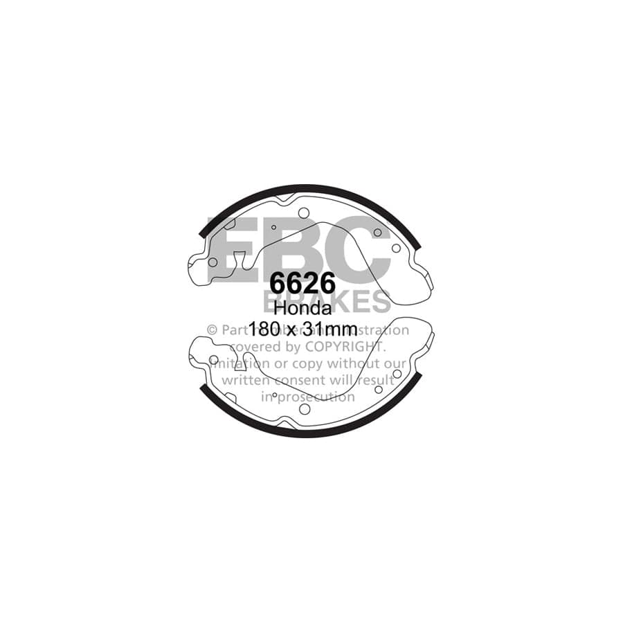 EBC 6626 Honda Jazz Rear Brake Shoes - Akebono Caliper 1 | Duco Car Parts UK Car Parts