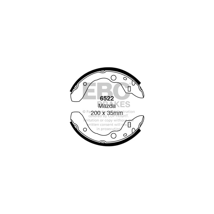 EBC 6522 Mazda Rear Brake Shoes - Akebono Caliper (Inc. Mazda 323 & AZ-3) 1 | Duco Car Parts UK Car Parts