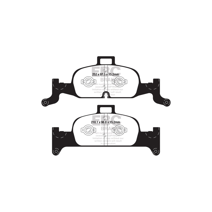 EBC PD07KF333 Audi B9 C8 Redstuff Front Brake Pad & USR Disc Kit - TRW Caliper (Inc. A4, A5, A6, A7) 2 | Duco Car Parts UK Car Parts