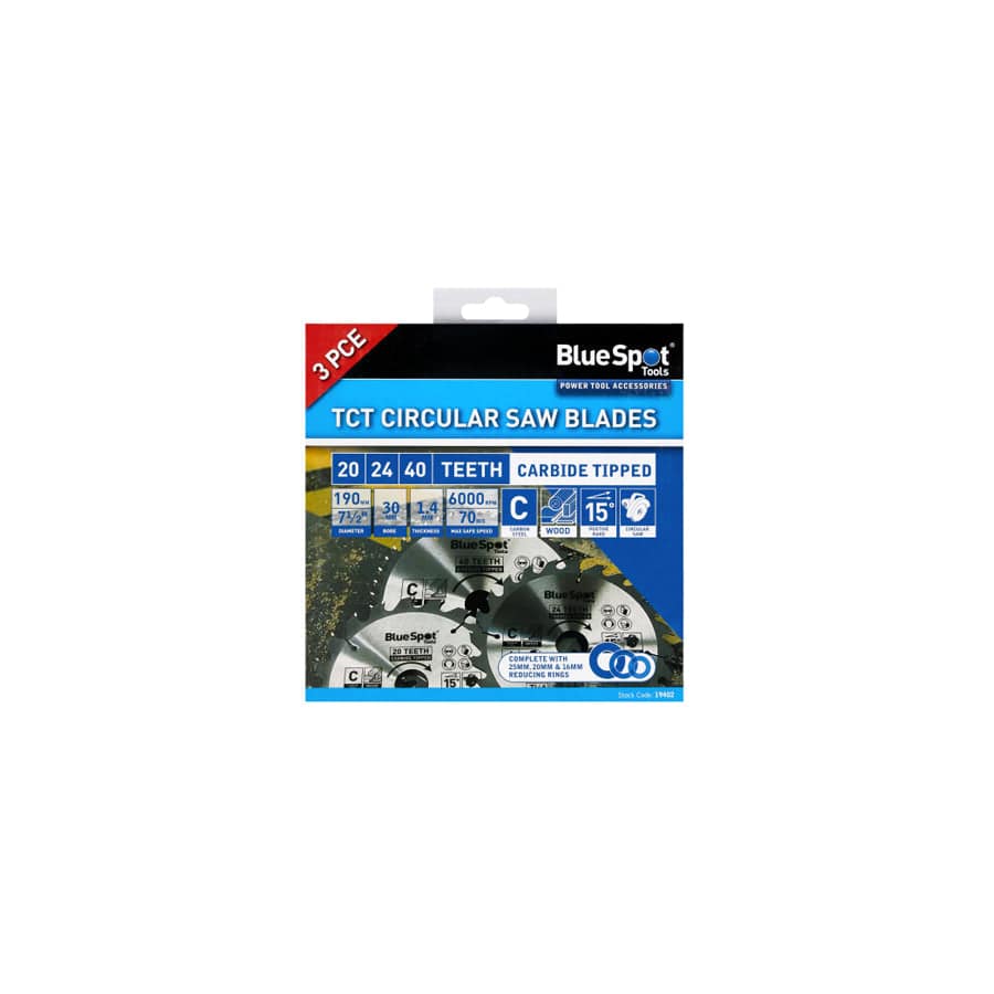 BlueSpot Tools B/S19402 190mm Circular Saw Blade Set, 3 Piece | Duco Car Parts UK