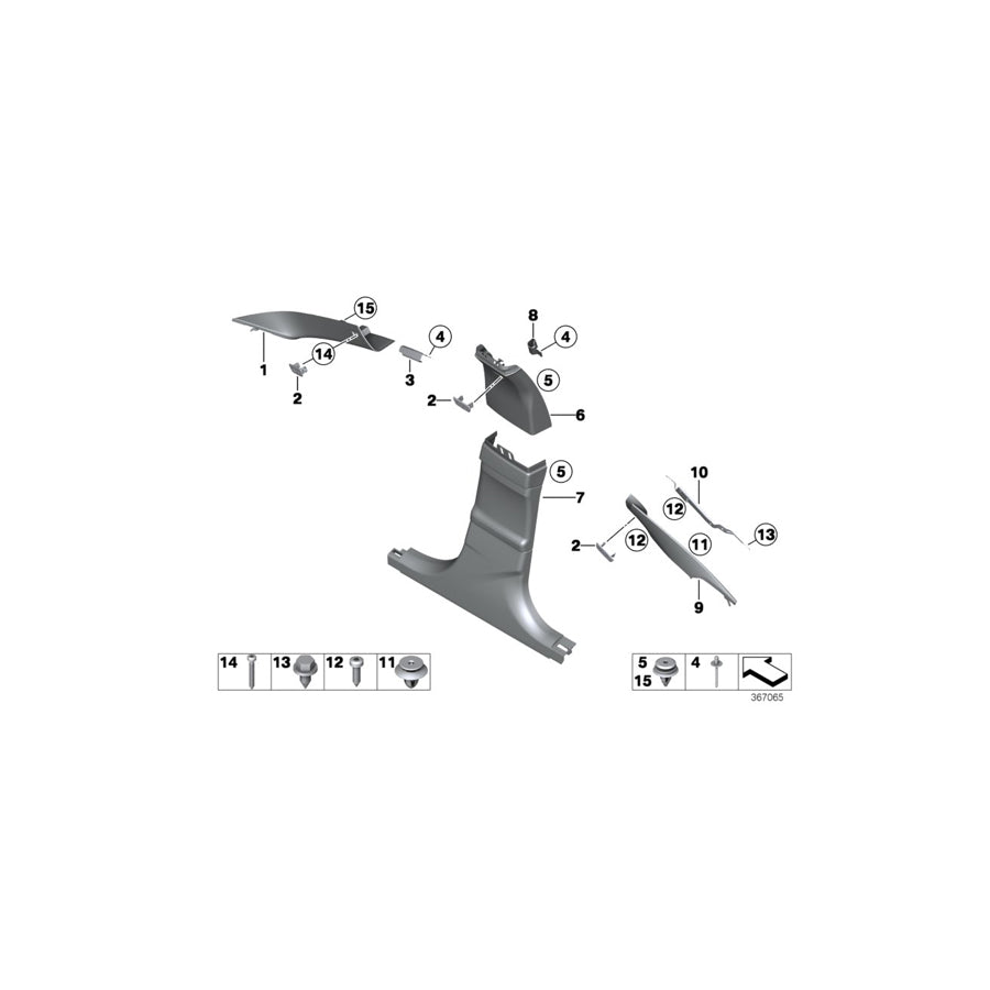 Genuine BMW 51437277124 Cover, B-Column Upper Right EVERESTGRAU (Inc. 640dX, 650iX 4.4 & 640d) | Duco Car Parts UK