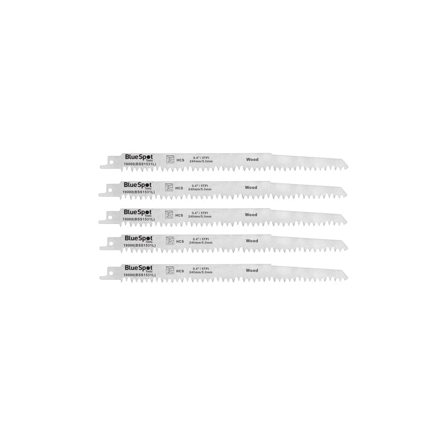 BlueSpot Tools B/S19000 HCS Reciprocating Saw Blade 240mm x 5 TPI Pack of 5 | Duco Car Parts UK