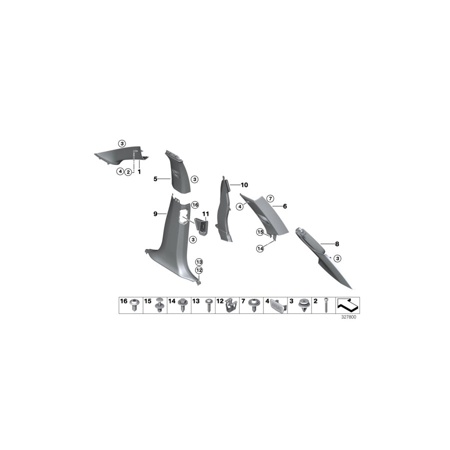 Genuine BMW 51437329392 F15 Trim Cover, C-Pillar, Upper Right GRAU (Inc. X5 25dX, X5 25d & X5 35i) | Duco Car Parts UK