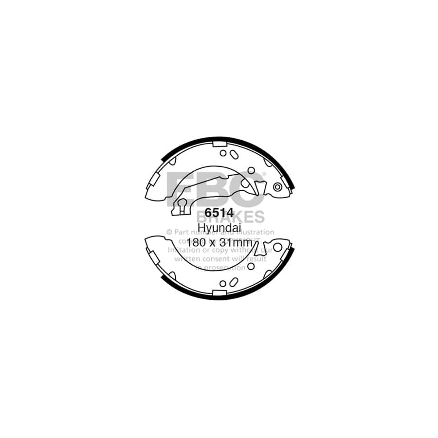 EBC 6514 Hyundai Accent Rear Brake Shoes 1 | Duco Car Parts UK Car Parts