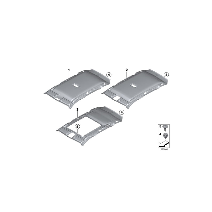Genuine BMW 51447323059 Molded Roof Lining F Panoramic Roof EVERESTGRAU (Inc. 330dX, 330iX & 328iX) | Duco Car Parts UK