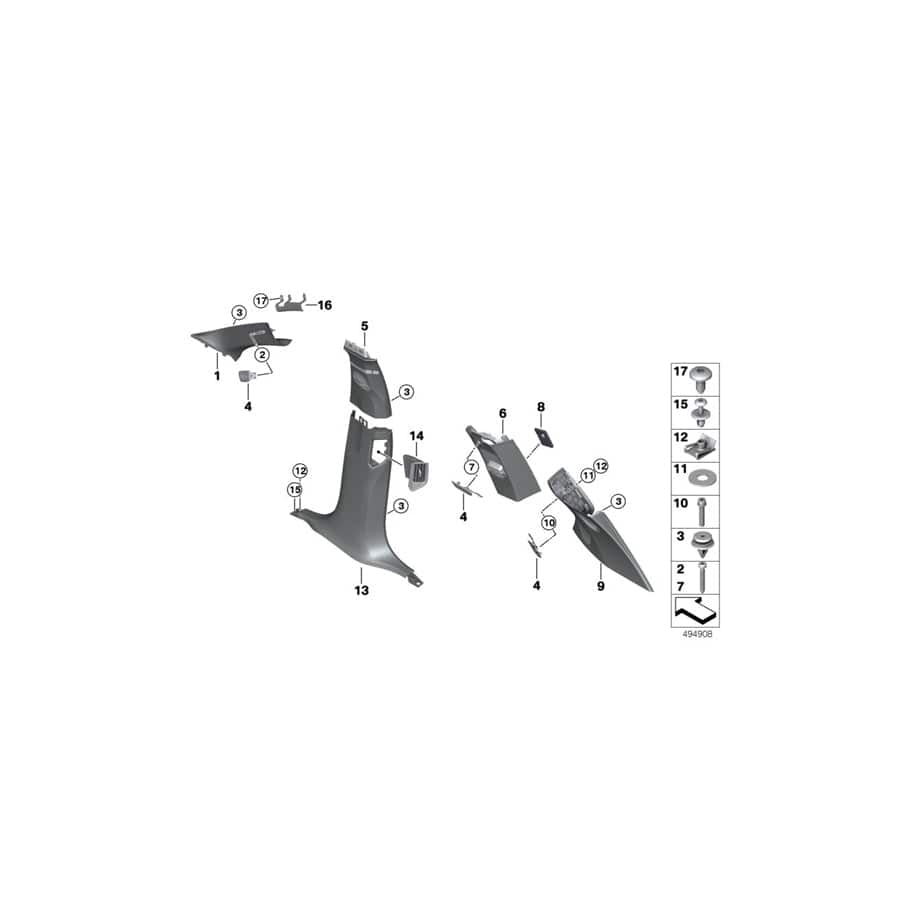 Genuine BMW 51437483863 G07 Left Column A Cover ELFENBEINWEISS (Inc. X7 50iX, X7 40iX & X7 30dX) | Duco Car Parts UK Car Parts