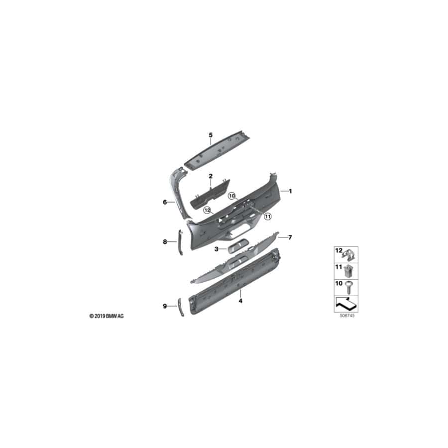 Genuine BMW 51497442973 G07 Tailgate Trim Panel, Center Left BLACK (Inc. X7 50iX, X7 40iX & X7 30dX) | Duco Car Parts UK Car Parts
