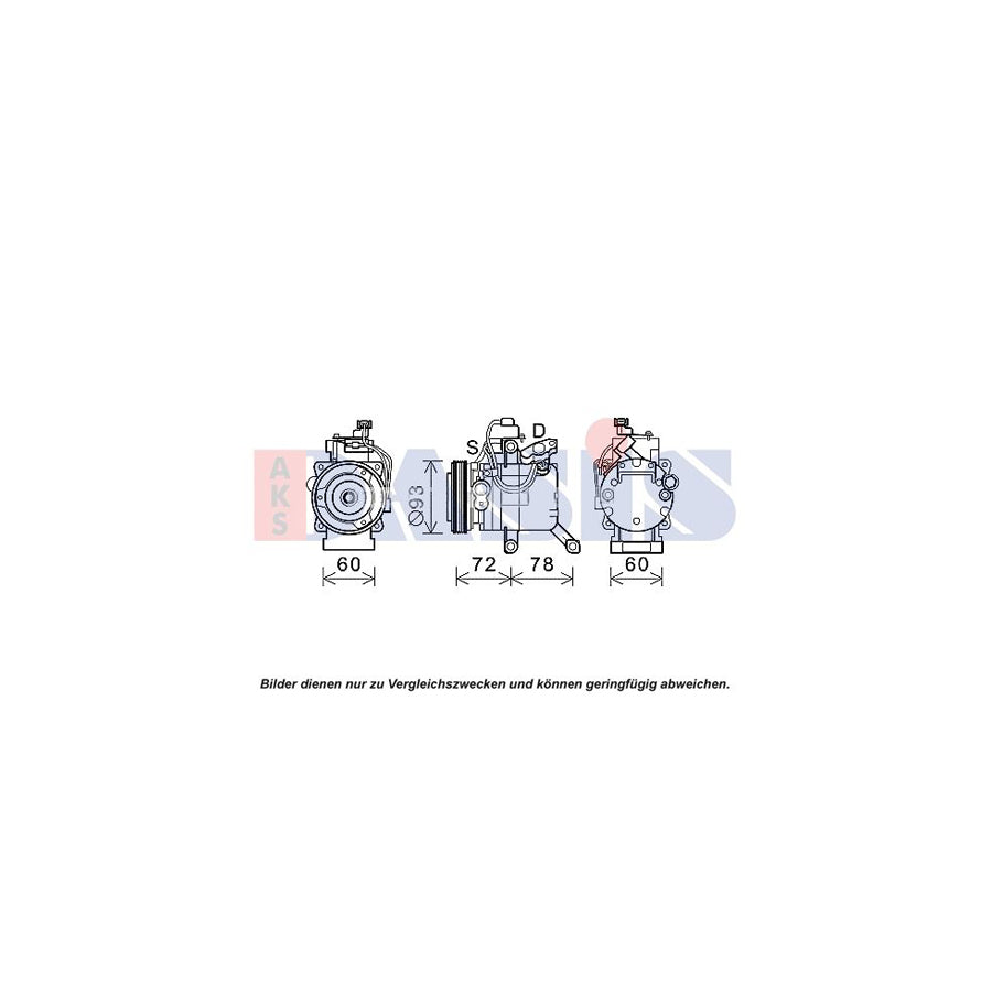 AKS Dasis 852805N Compressor, Air Conditioning For Daihatsu Sirion II (M300) | Duco Car Parts UK