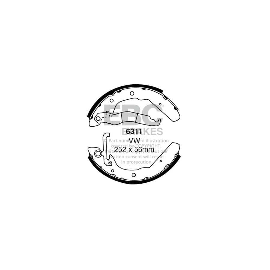 EBC 6311 VW Rear Brake Shoes (Inc. Caravelle & Transporter) 1 | Duco Car Parts UK Car Parts