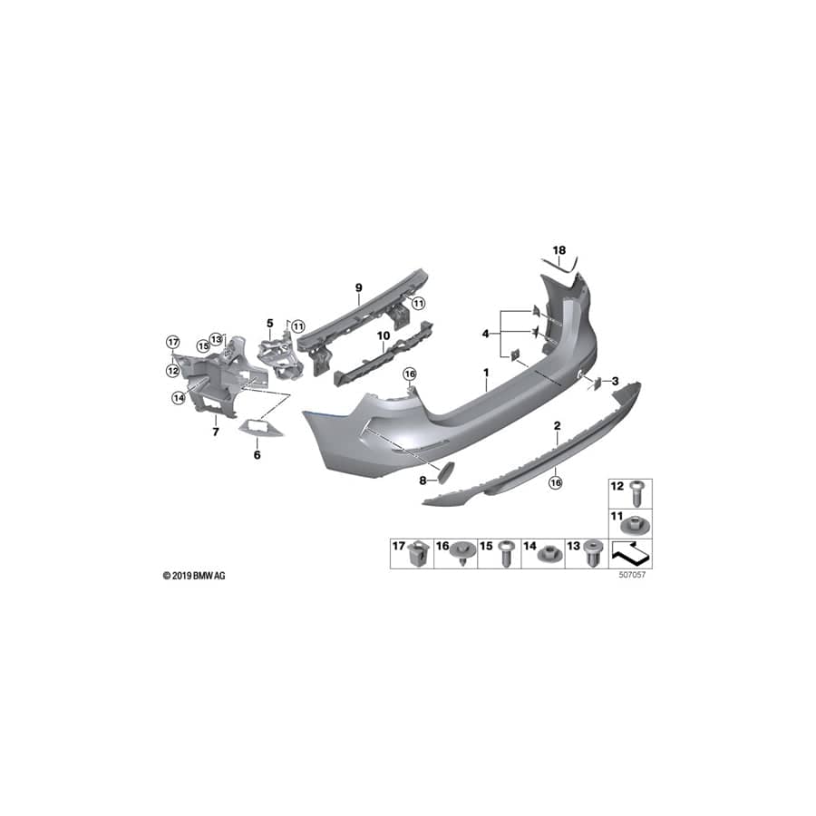 Genuine BMW 51127490939 F44 Cover, Bumper, Rear Left (Inc. 220d, 228iX & 218i) | Duco Car Parts UK Car Parts
