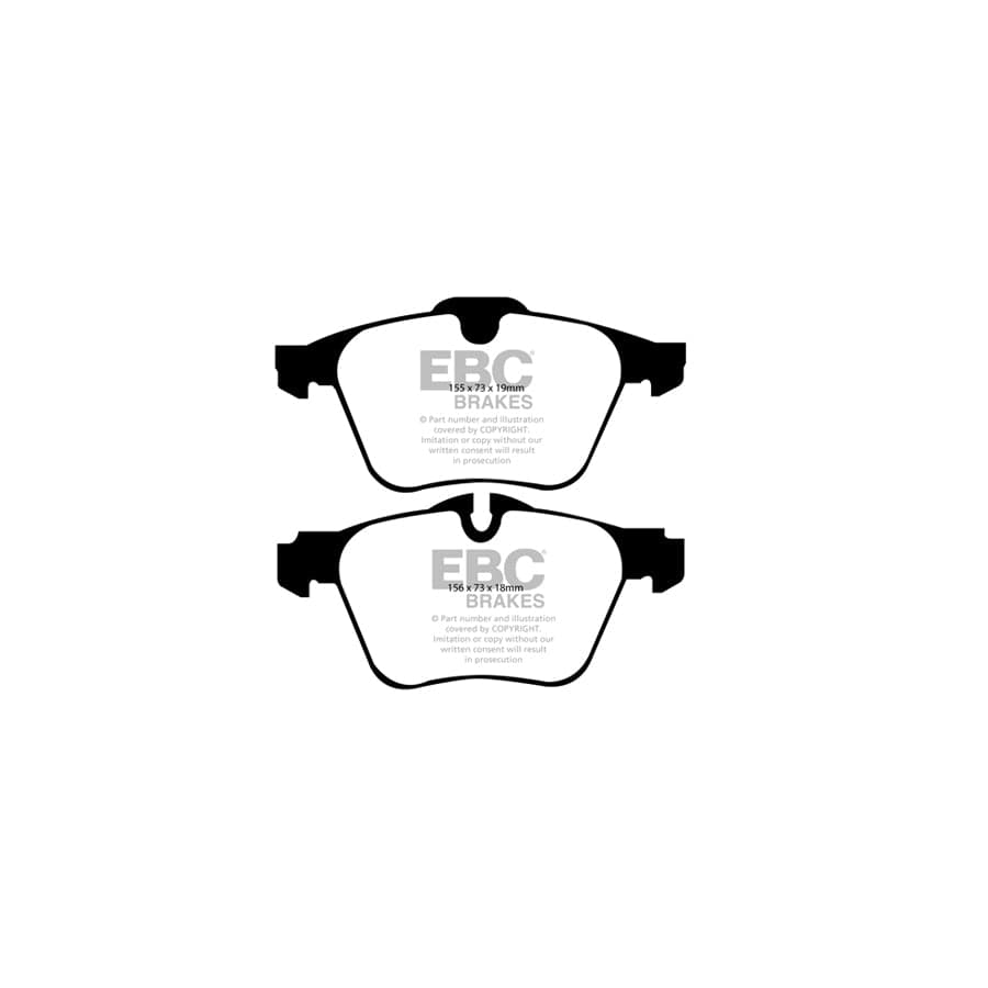 EBC PD01KF438 Daimler Jaguar Greenstuff Front Brake Pad & Plain Disc Kit  - ATE Caliper 2 | Duco Car Parts UK Car Parts