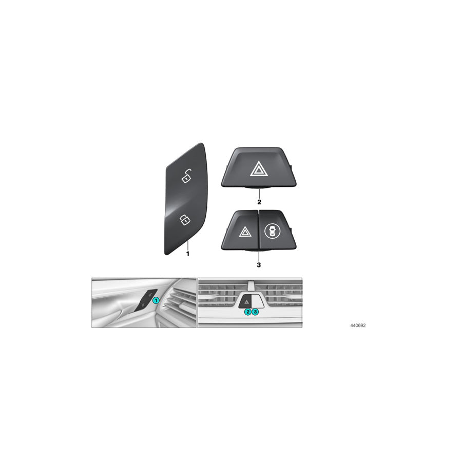 Genuine BMW 61316993046 G11 F90 Switch For Emergency Flasher System (Inc. 630iX, 740e & 745e) | Duco Car Parts UK