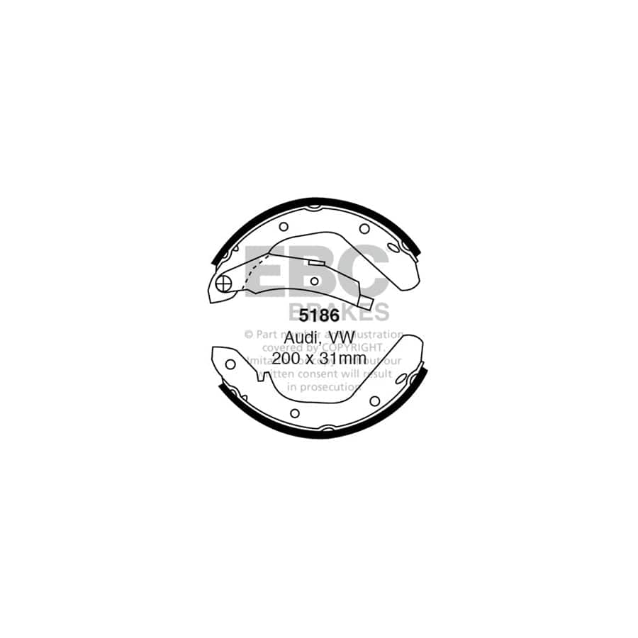 EBC 5186 Audi VW Rear Brake Shoes (Inc. 80 & Passat B1) 1 | Duco Car Parts UK Car Parts