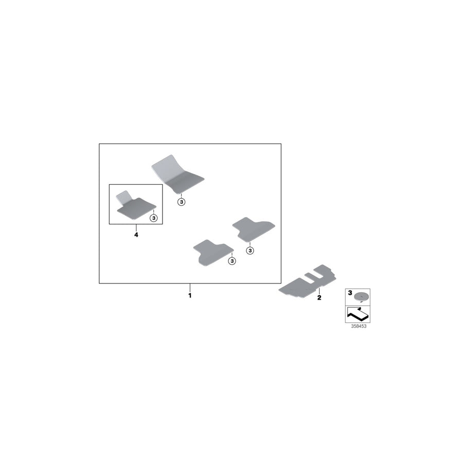 Genuine BMW 51477448605 F15 Footmat, Velours, For 3Rd Row Seats OYSTER (Inc. X5 40dX, X5 35dX & X5 35i) | Duco Car Parts UK