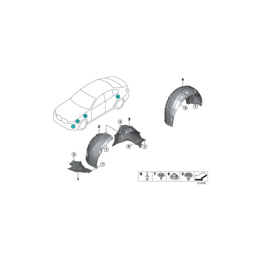 Genuine BMW 51717315730 G20 G21 Wheel Arch Cover, Front Section, Rgt Frt (Inc. 330i, 320d & 330e) | Duco Car Parts UK Car Parts