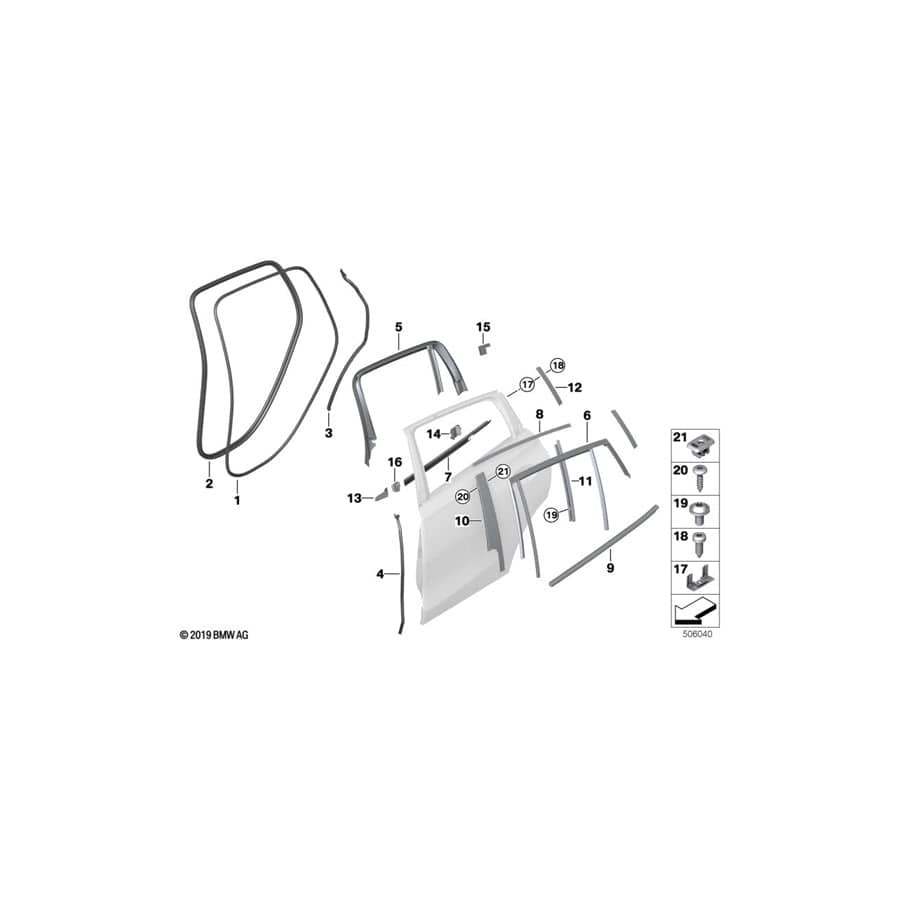 Genuine BMW 51357446206 G06 Window Well Strip, Outer, Door, Rear Rgt SHADOWLINE (Inc. X6 30iX, X6 40iX & X6 M50iX) | Duco Car Parts UK Car Parts