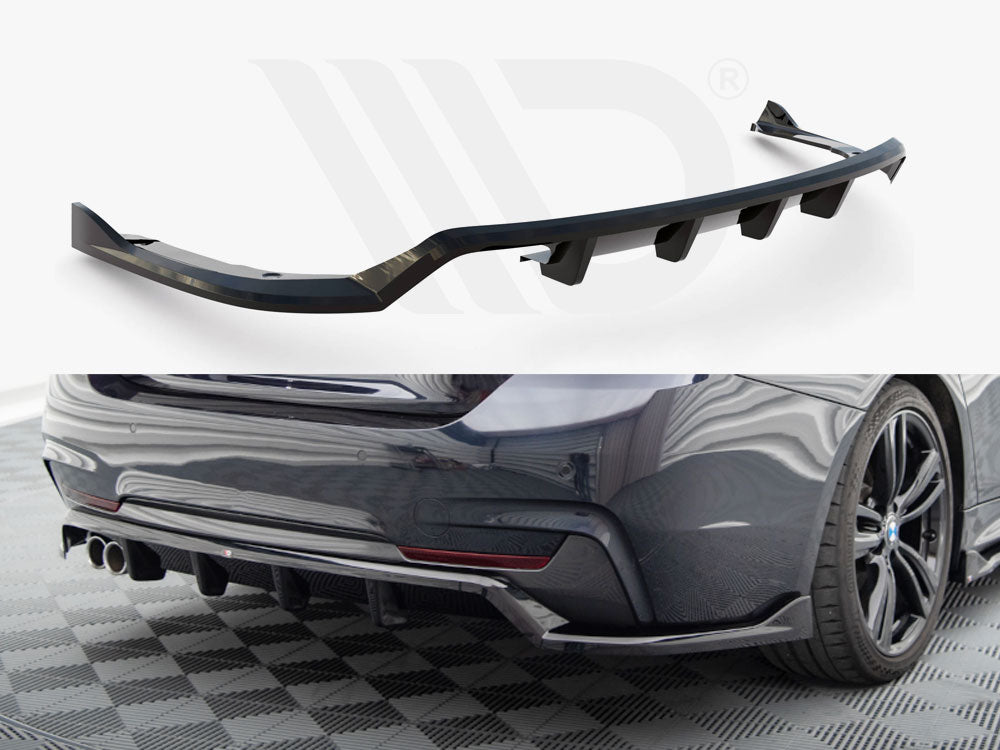 Maxton Design Central Rear Splitter (VERTICAL BARS) BMW 4 COUPE / GRAN COUPE / CABRIO M-PACK F32 / F36 / F33