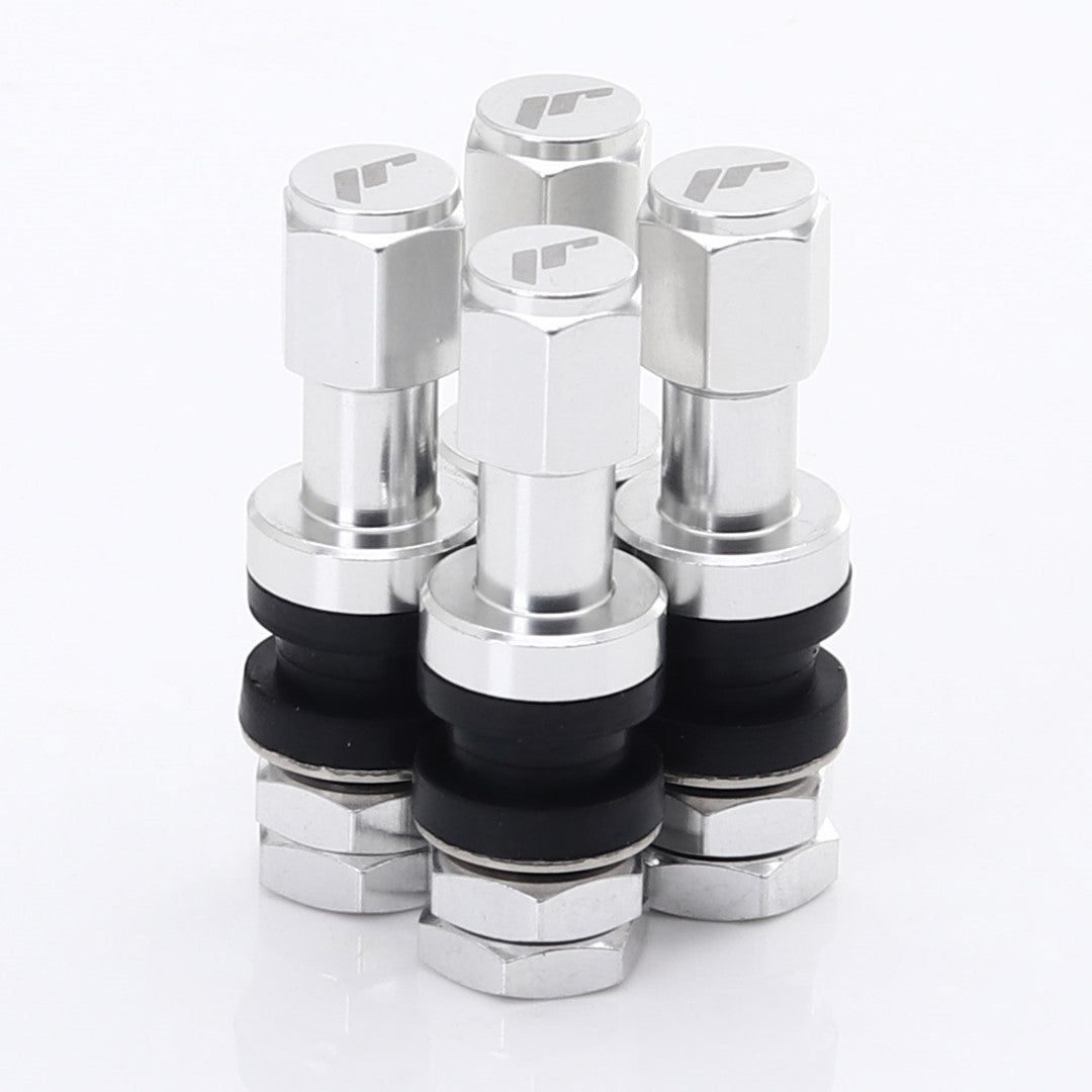 JR Wheels JRAV2-LOGO-S Set of Aluminum air valves JR v2 - SILVER + logo