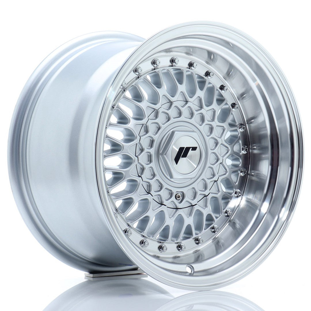 JR Wheels JR9159141074SS JR Wheels JR9 15x9 ET10 4x100/108 Silver w/ Machined Lip+Silver Rivets